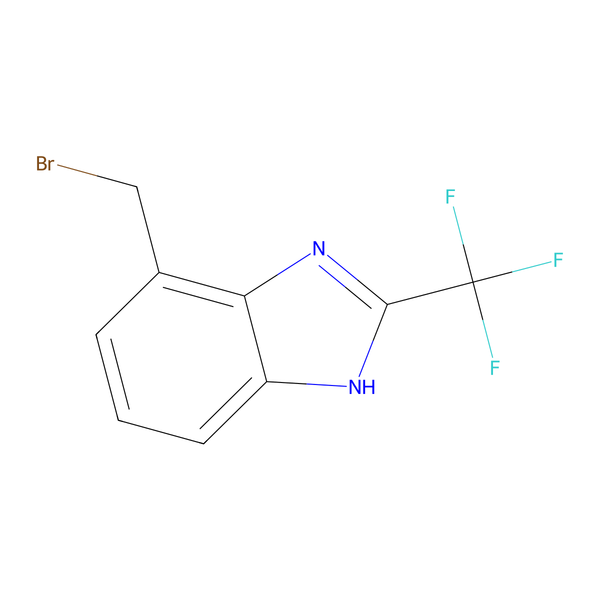 4-(bromomethyl)-2-(trifluoromethyl)-1H-1,3-benzodiazole molecular structure, CAS 2089911-34-0
