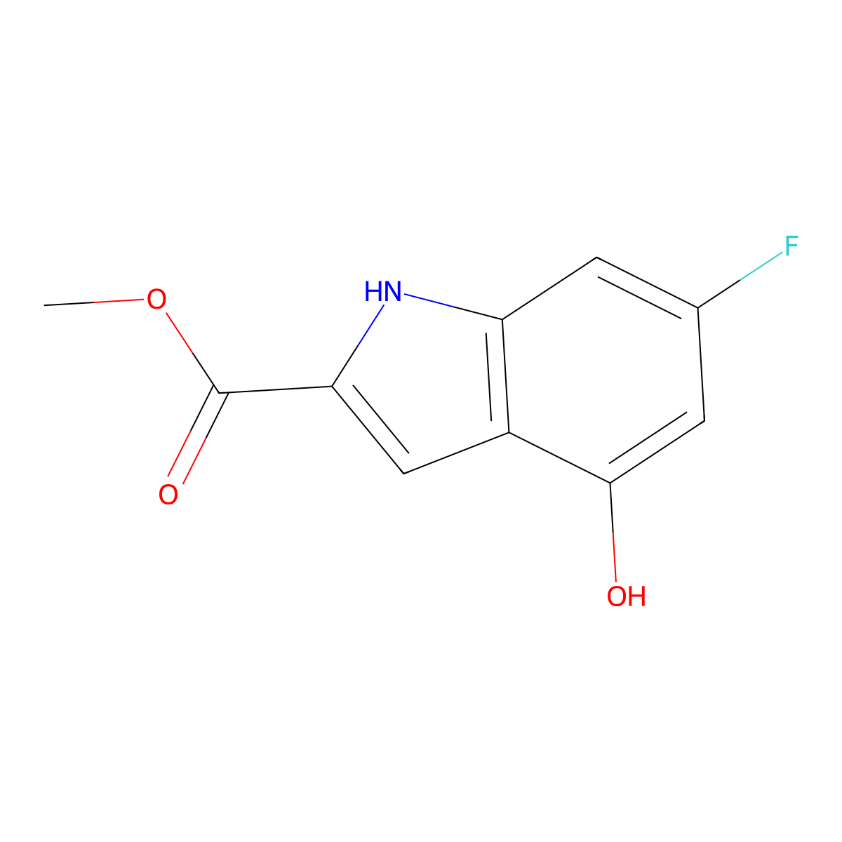 methyl 6-fluoro-4-hydroxy-1H-indole-2-carboxylate molecular structure, CAS 2089912-09-2