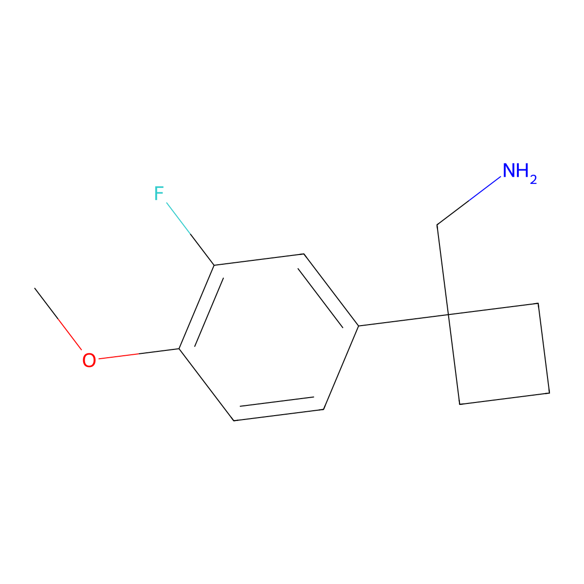 1-(3-Fluoro-4-methoxyphenyl)cyclobutanemethanamine molecular structure, CAS 2089914-54-3