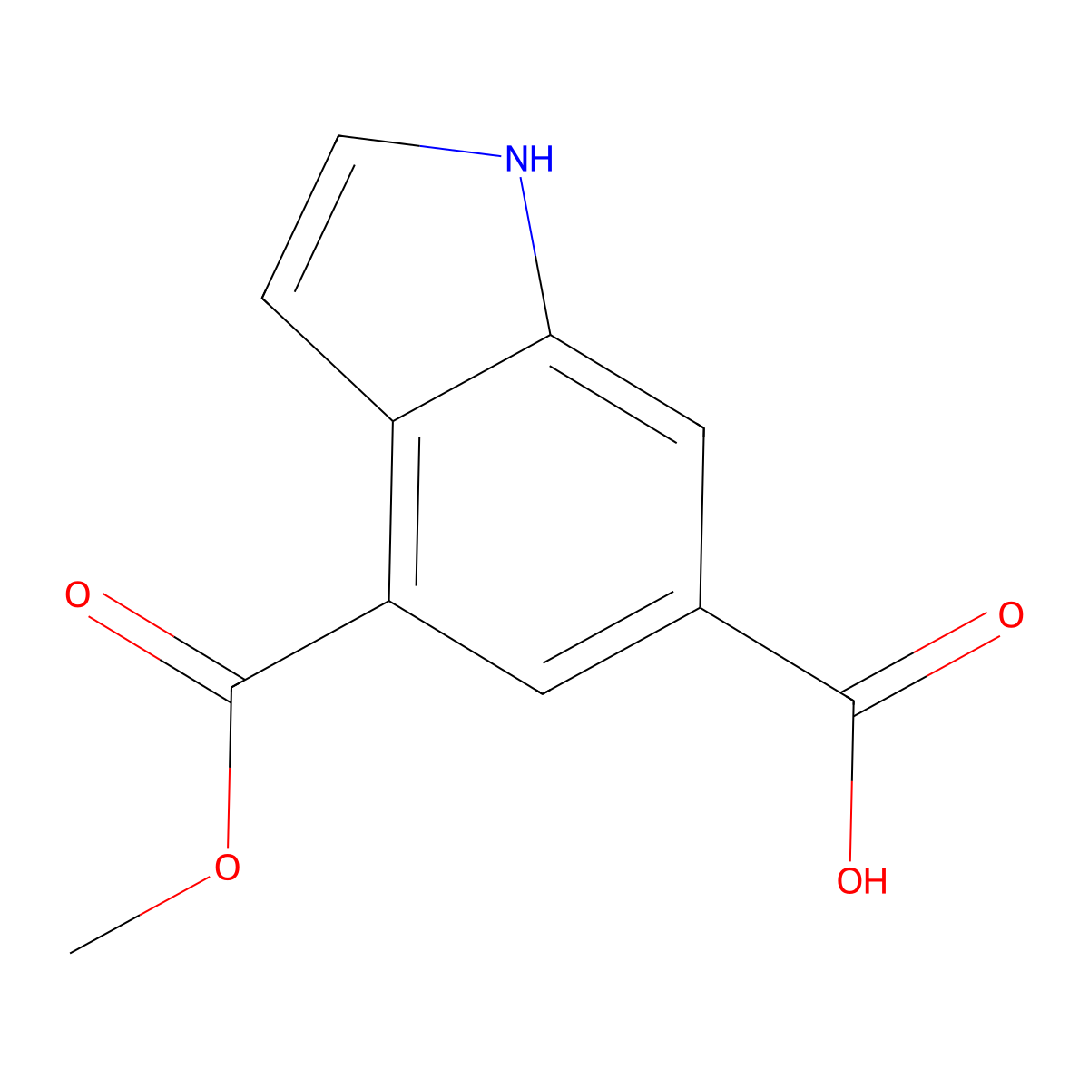 4-(methoxycarbonyl)-1H-indole-6-carboxylic acid molecular structure, CAS 2089915-09-1