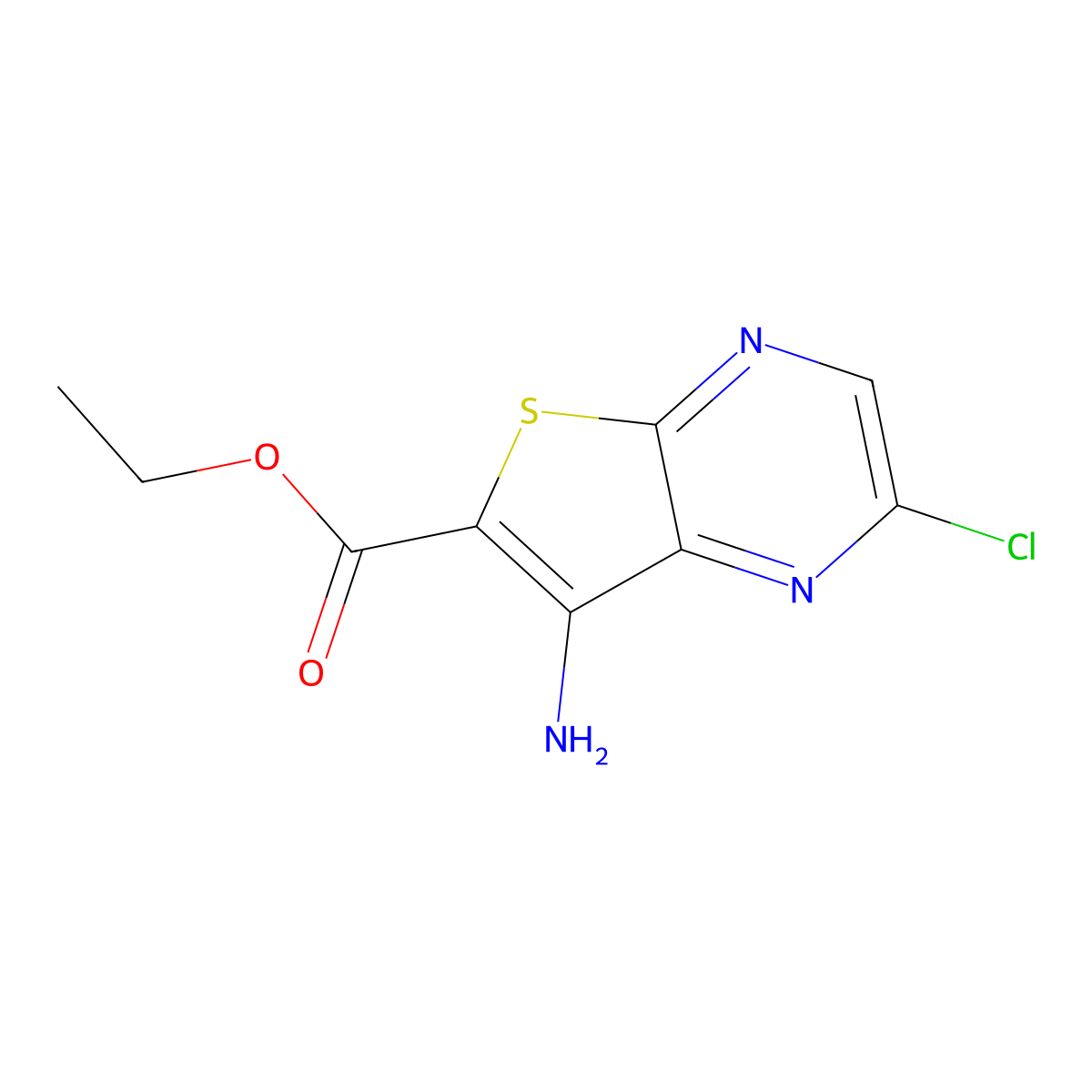 Thieno[2,3-b]pyrazine-6-carboxylic acid, 7-amino-2-chloro-, ethyl ester molecular structure, CAS 208994-00-7