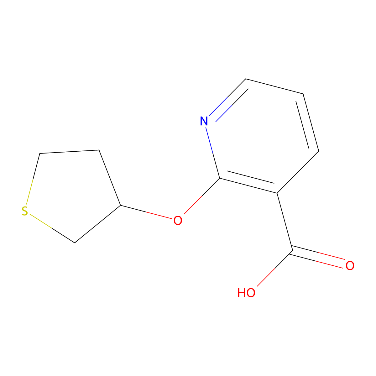 2-((Tetrahydrothiophen-3-yl)oxy)nicotinic acid molecular structure, CAS 2089943-19-9