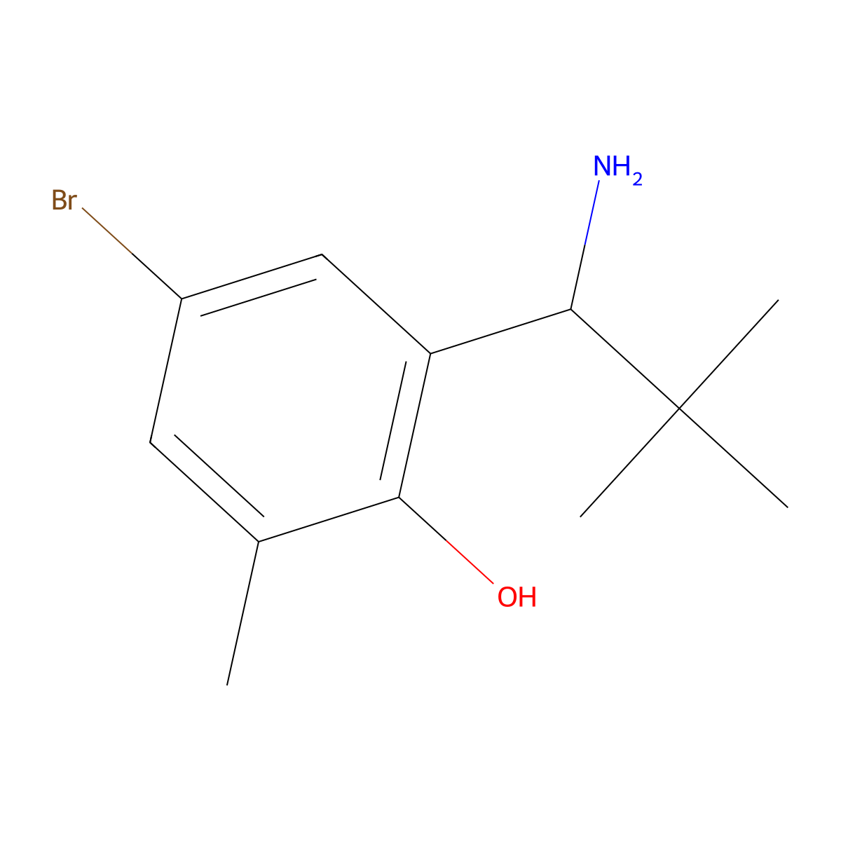 2-(1-Amino-2,2-dimethylpropyl)-4-bromo-6-methylphenol molecular structure, CAS 2089958-80-3