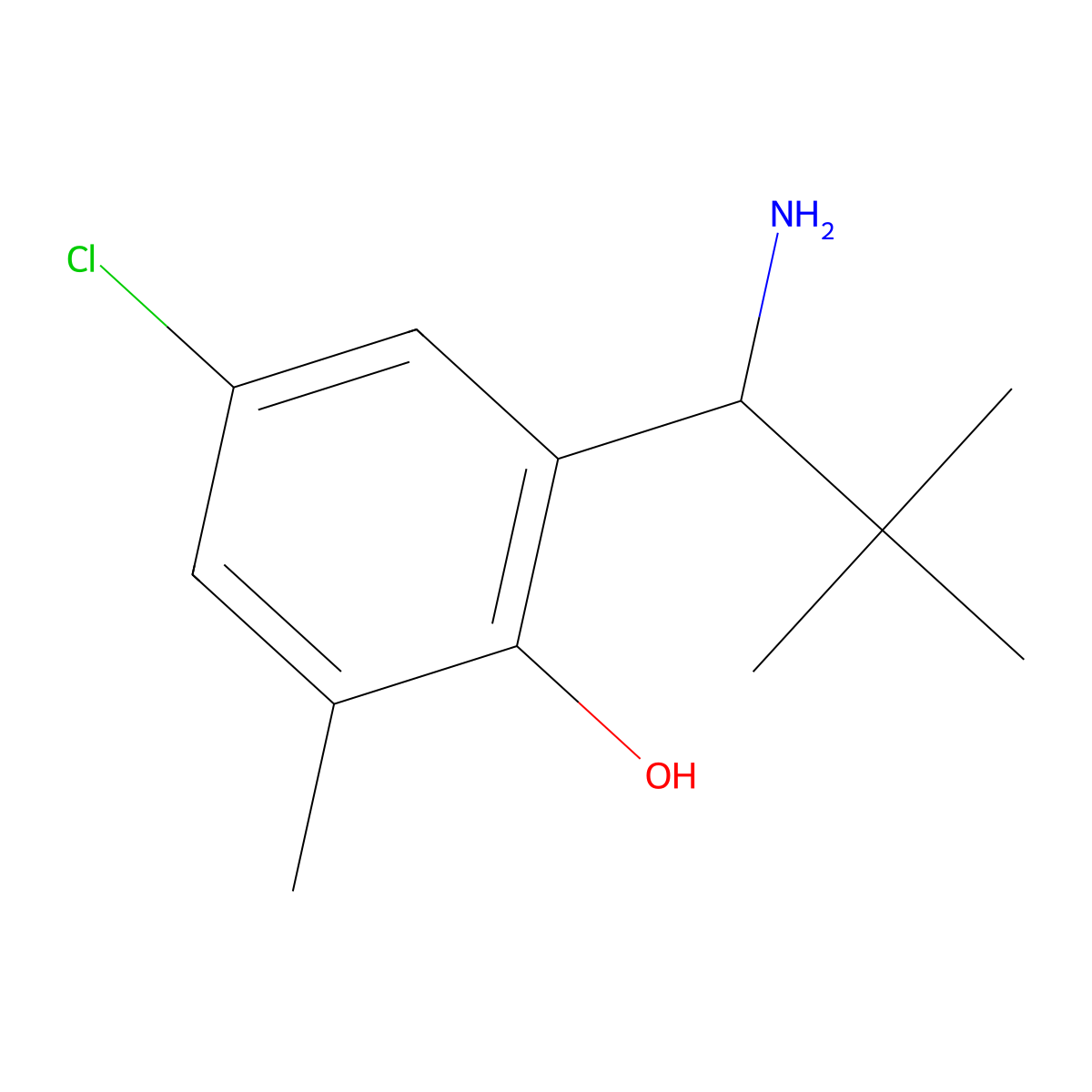 2-(1-Amino-2,2-dimethylpropyl)-4-chloro-6-methylphenol molecular structure, CAS 2089959-11-3