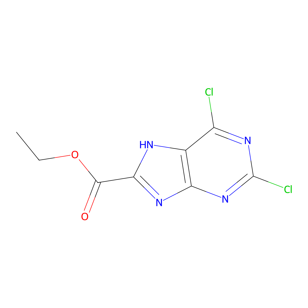 ethyl 2,6-dichloro-9H-purine-8-carboxylate molecular structure, CAS 2089972-52-9