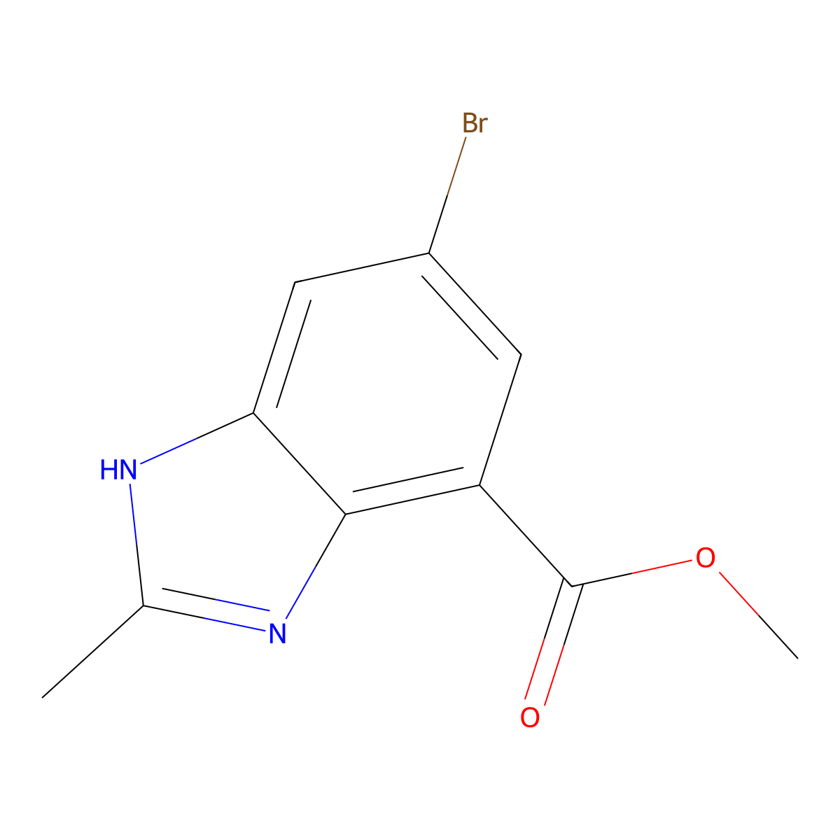 Methyl 5-bromo-2-methyl-1H-benzo[d]imidazole-7-carboxylate molecular structure, CAS 2089991-23-9