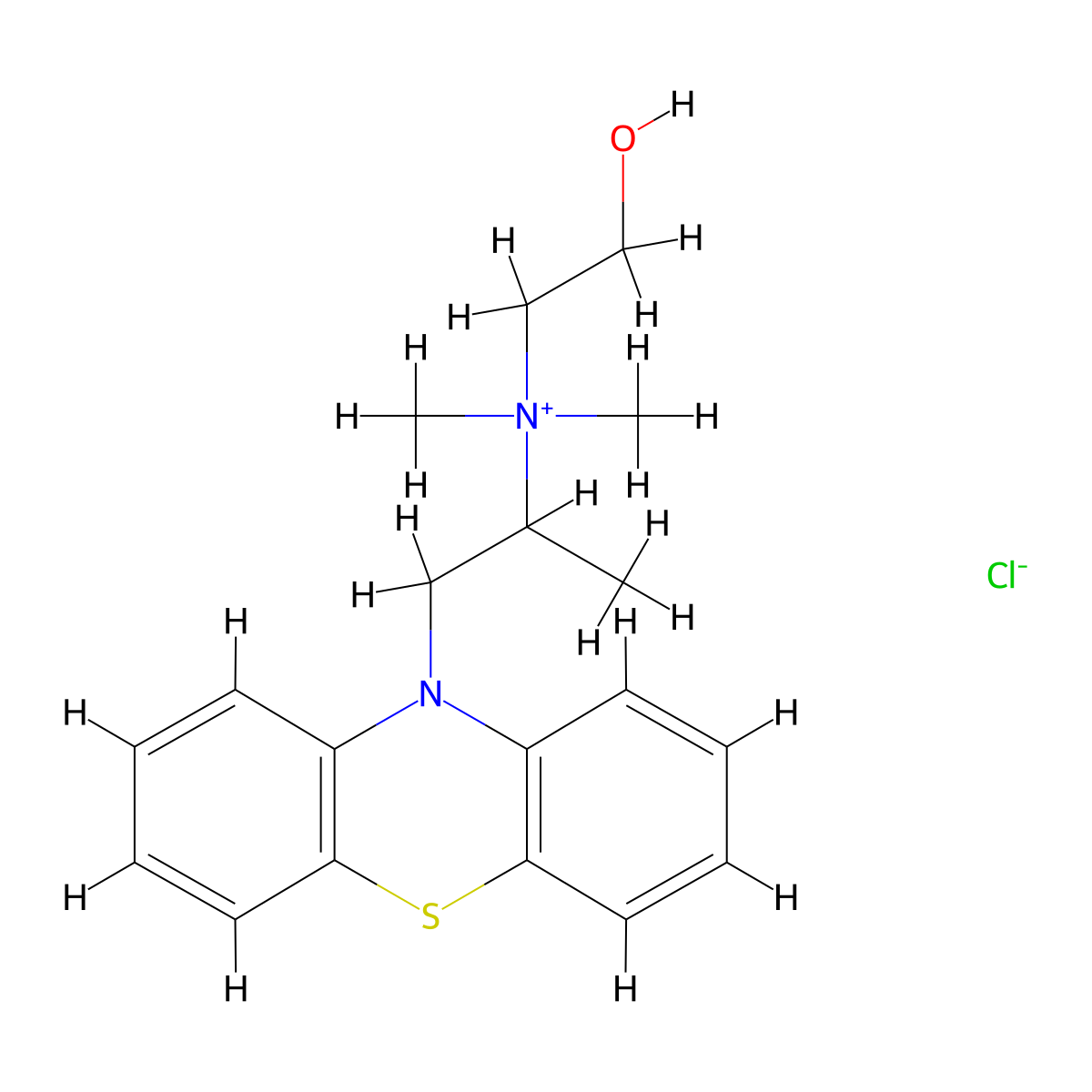 Promethazine hydroxyethyl chloride molecular structure, CAS 2090-54-2