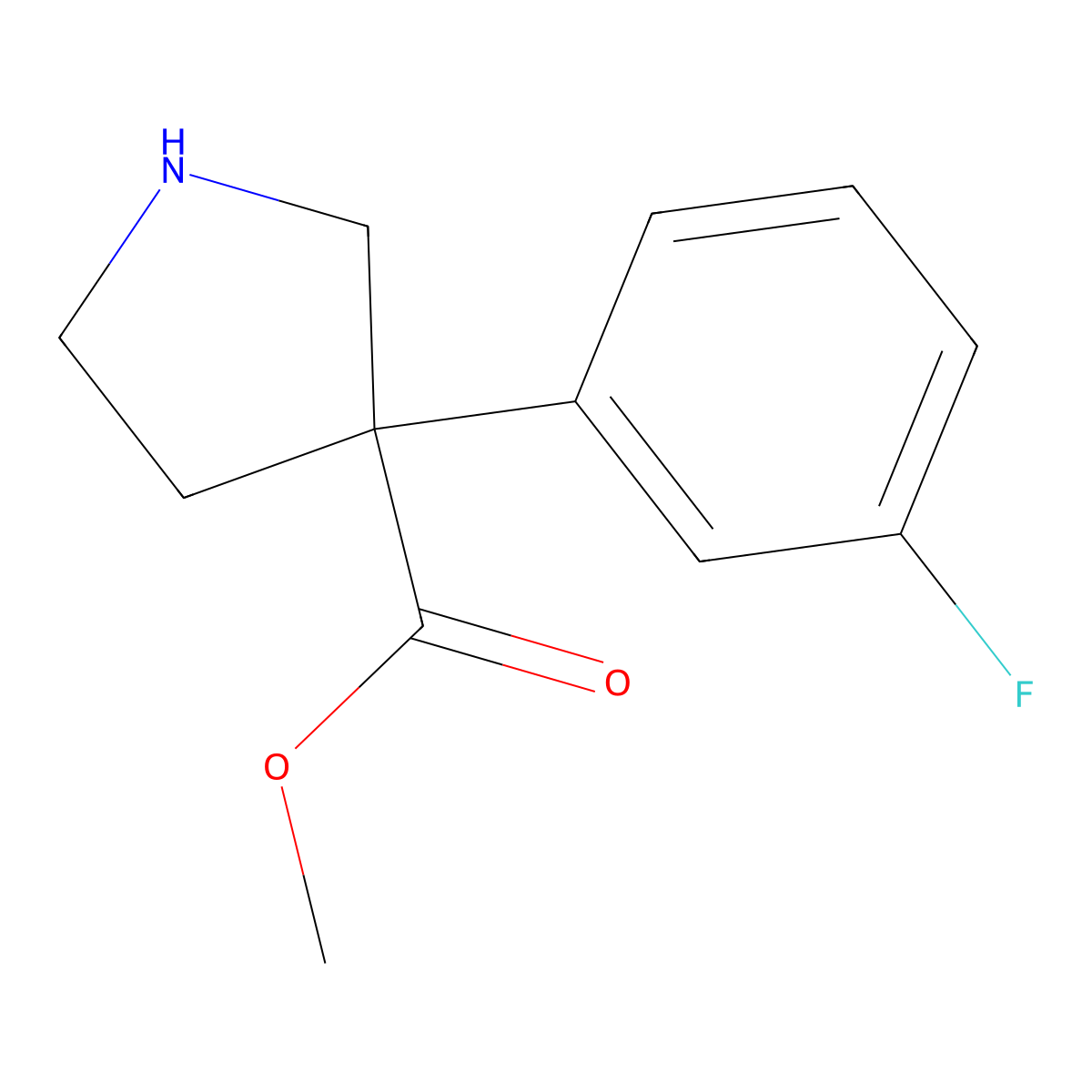 Methyl 3-(3-fluorophenyl)pyrrolidine-3-carboxylate molecular structure, CAS 2090002-08-5