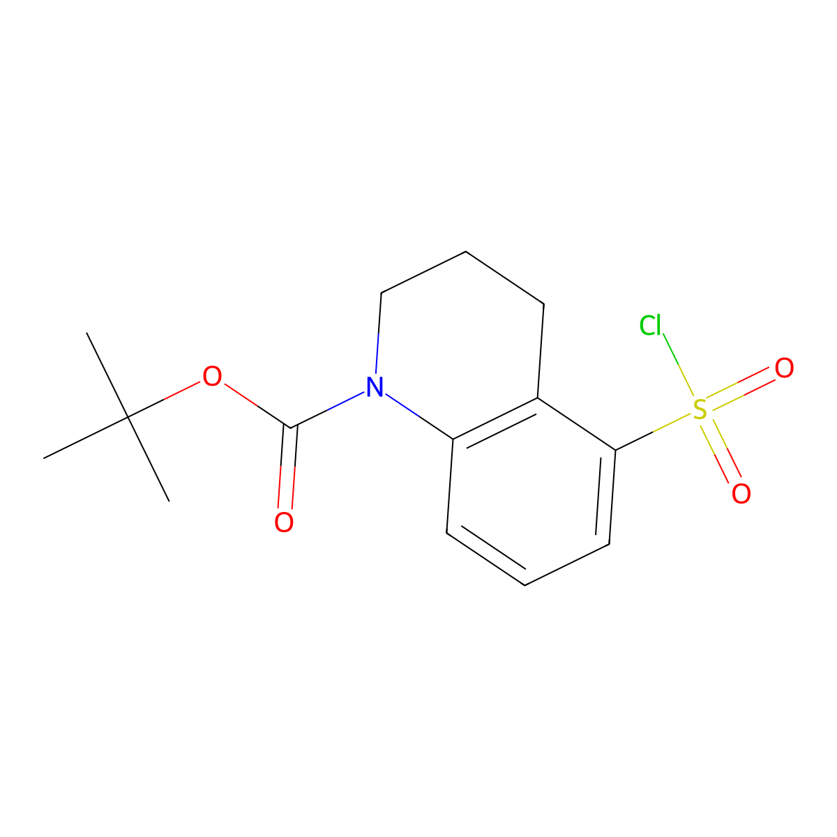 Tert-butyl 5-(chlorosulfonyl)-1,2,3,4-tetrahydroquinoline-1-carboxylate molecular structure, CAS 2090008-28-7