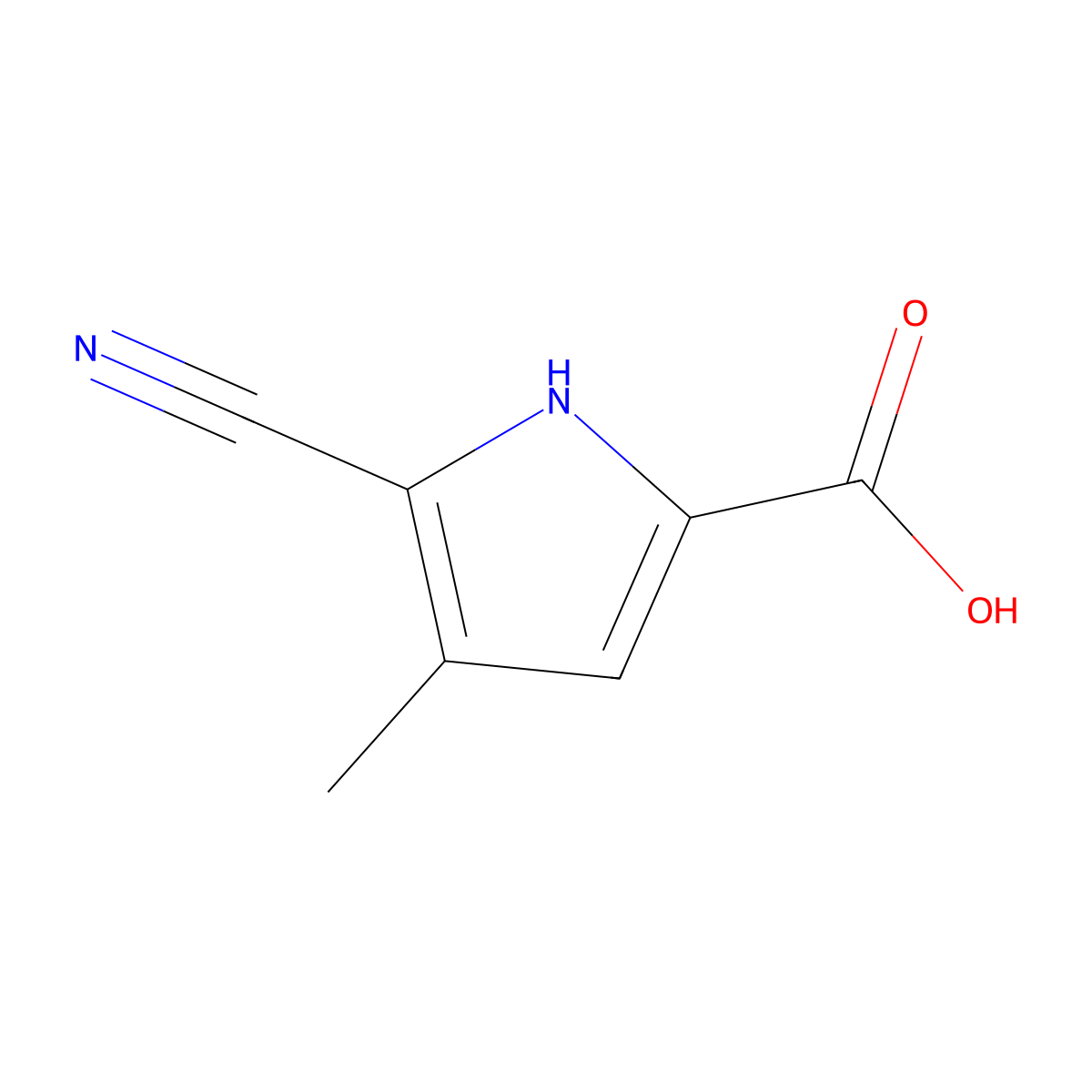 5-cyano-4-methyl-1H-pyrrole-2-carboxylic acid molecular structure, CAS 2090008-58-3