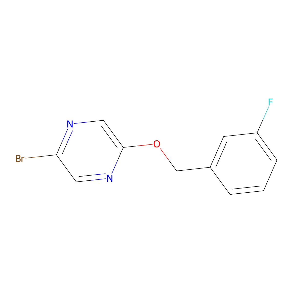 2-Bromo-5-(3-fluorobenzyloxy)pyrazine molecular structure, CAS 2090011-26-8