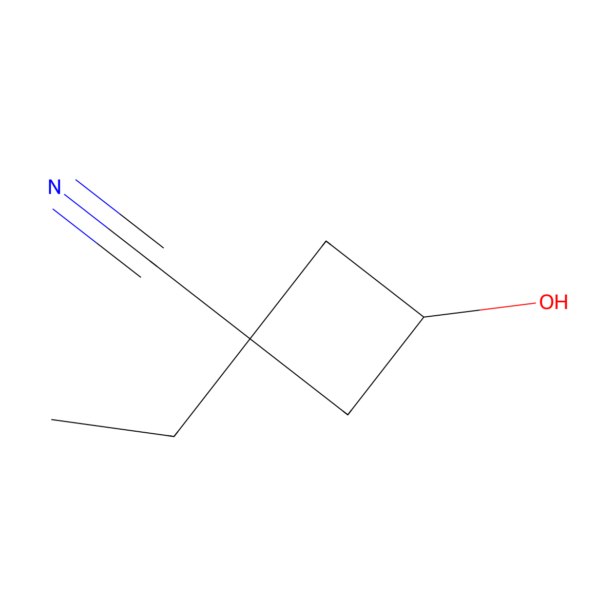 1-Ethyl-3-hydroxycyclobutane-1-carbonitrile molecular structure, CAS 2090020-02-1