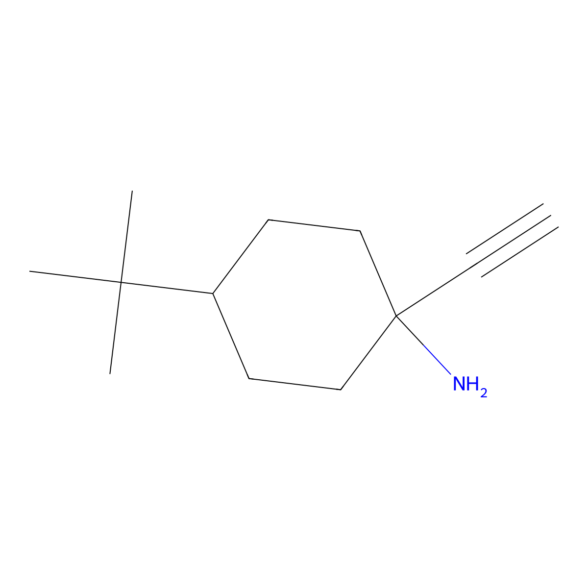 4-tert-Butyl-1-ethynylcyclohexan-1-amine molecular structure, CAS 2090024-00-1