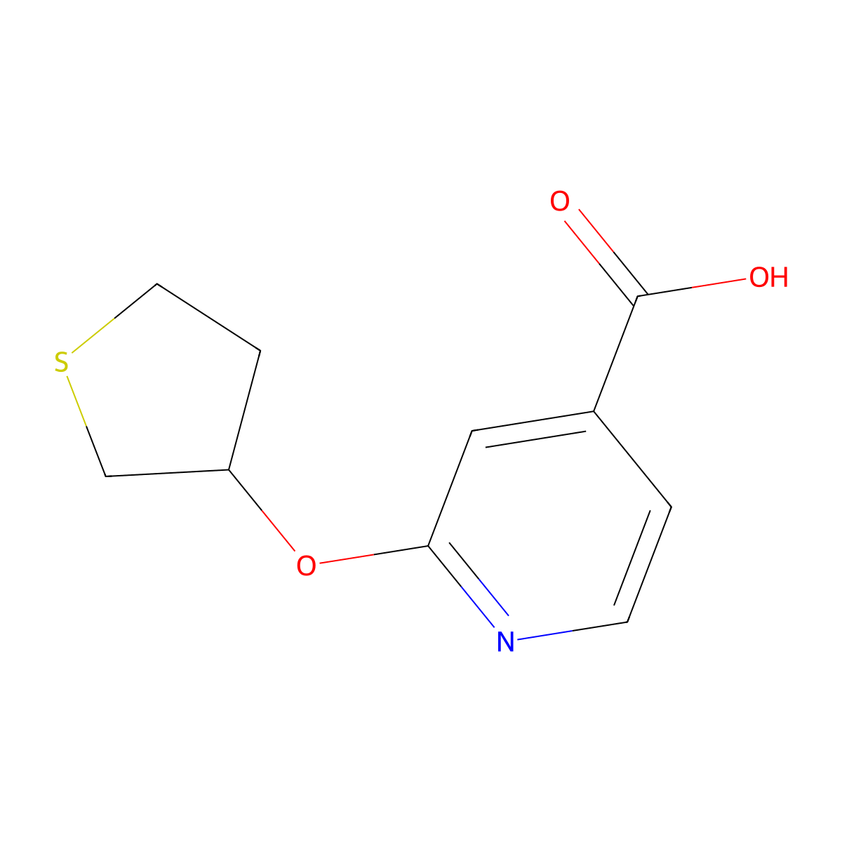 2-((Tetrahydrothiophen-3-yl)oxy)isonicotinic acid molecular structure, CAS 2090027-58-8
