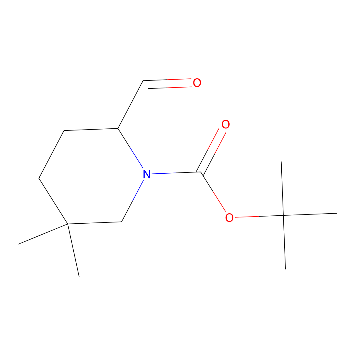 Tert-butyl 2-formyl-5,5-dimethylpiperidine-1-carboxylate molecular structure, CAS 2090033-32-0