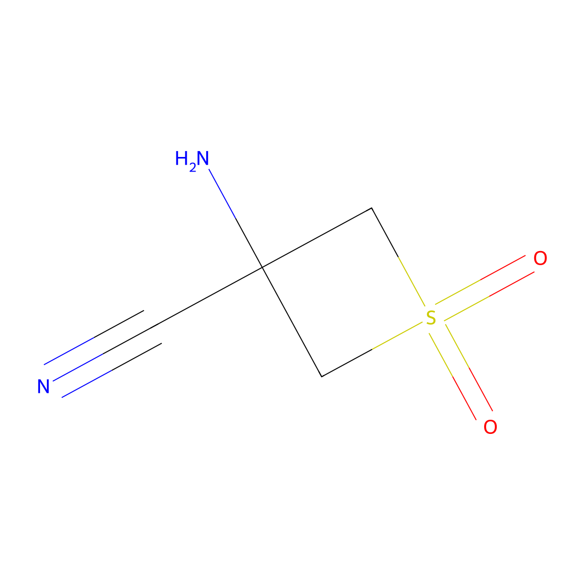 3-Amino-1,1-dioxo-thietane-3-carbonitrile molecular structure, CAS 2090036-10-3