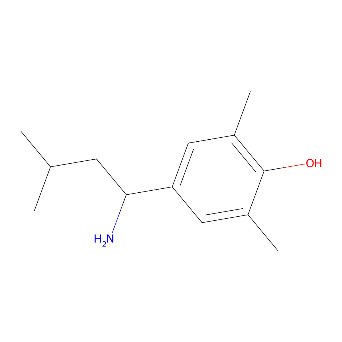 4-(1-Amino-3-methylbutyl)-2,6-dimethylphenol molecular structure, CAS 2090038-17-6