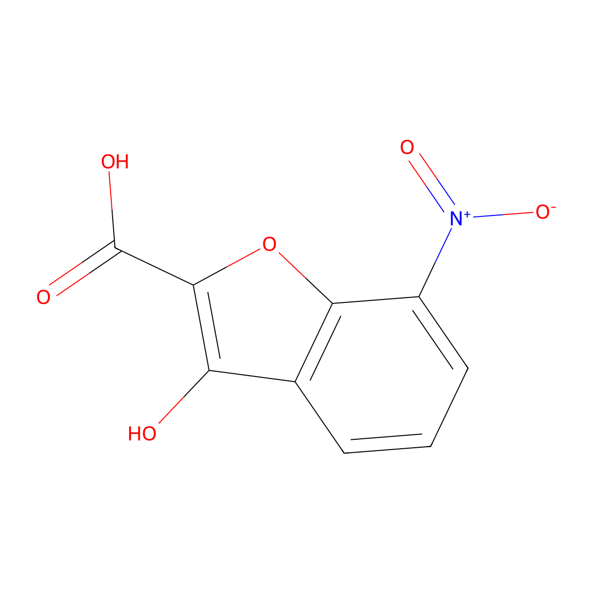 3-Hydroxy-7-nitro-1-benzofuran-2-carboxylic acid molecular structure, CAS 2090038-84-7
