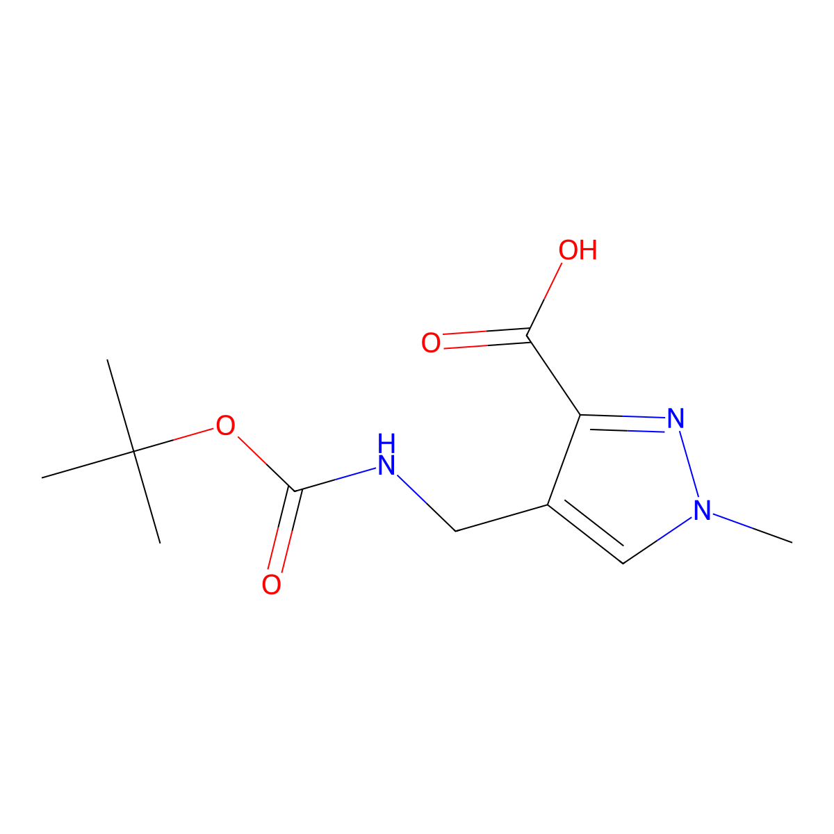 4-({[(tert-butoxy)carbonyl]amino}methyl)-1-methyl-1H-pyrazole-3-carboxylicacid molecular structure, CAS 2090045-16-0