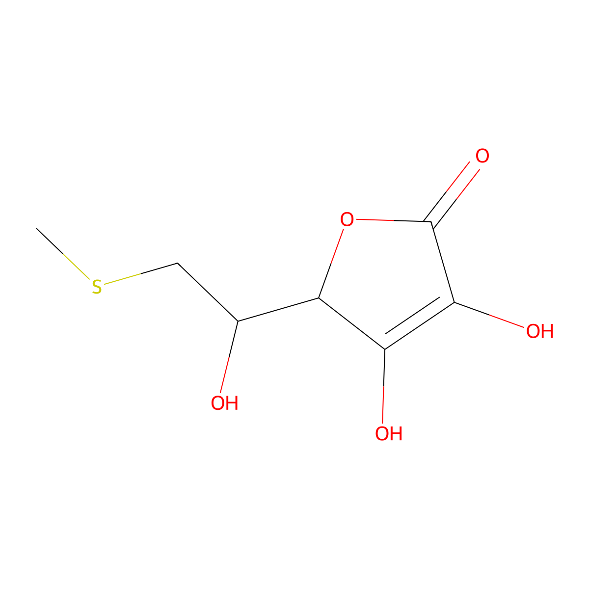 3,4-Dihydroxy-5-[1-hydroxy-2-(methylsulfanyl)ethyl]-2,5-dihydrofuran-2-one molecular structure, CAS 2090045-42-2