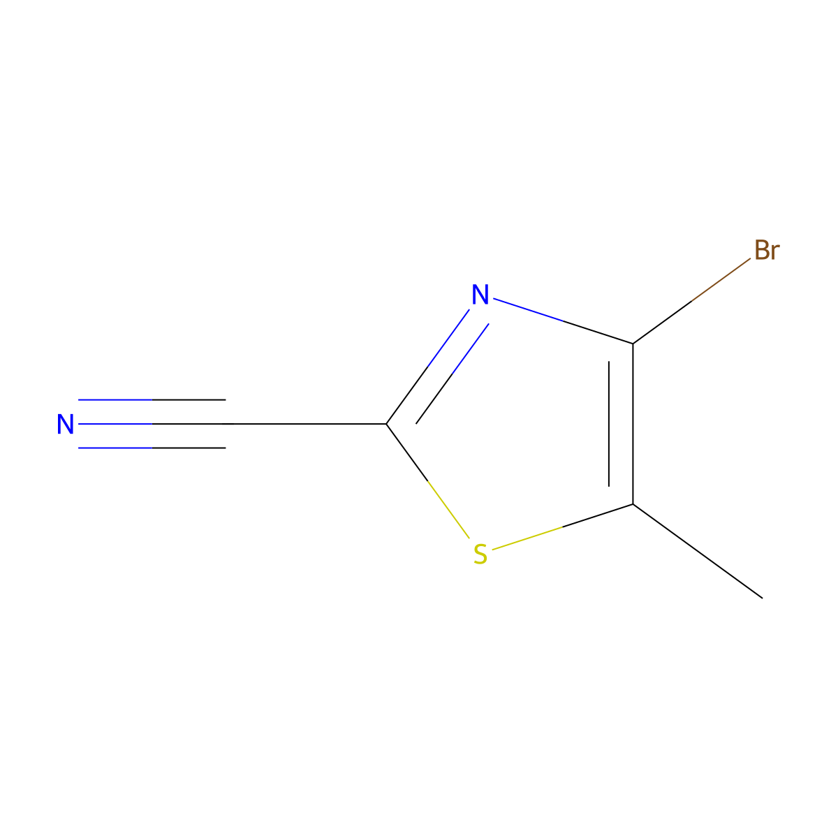 4-Bromo-5-methyl-1,3-thiazole-2-carbonitrile molecular structure, CAS 2090046-28-7