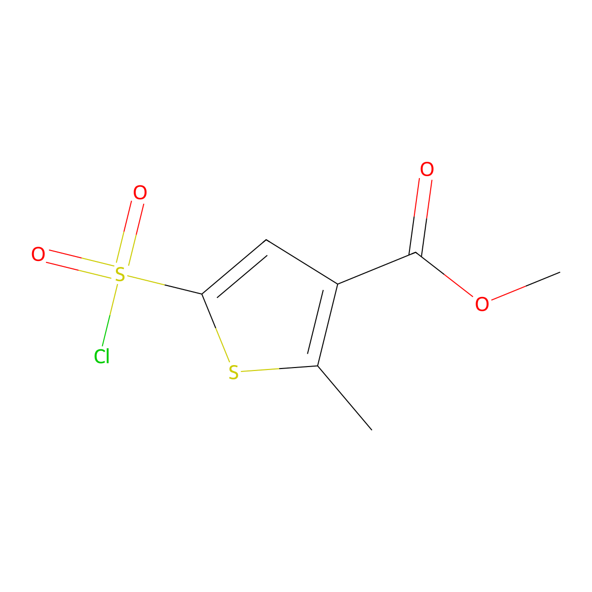 Methyl 5-(chlorosulfonyl)-2-methylthiophene-3-carboxylate molecular structure, CAS 2090072-28-7
