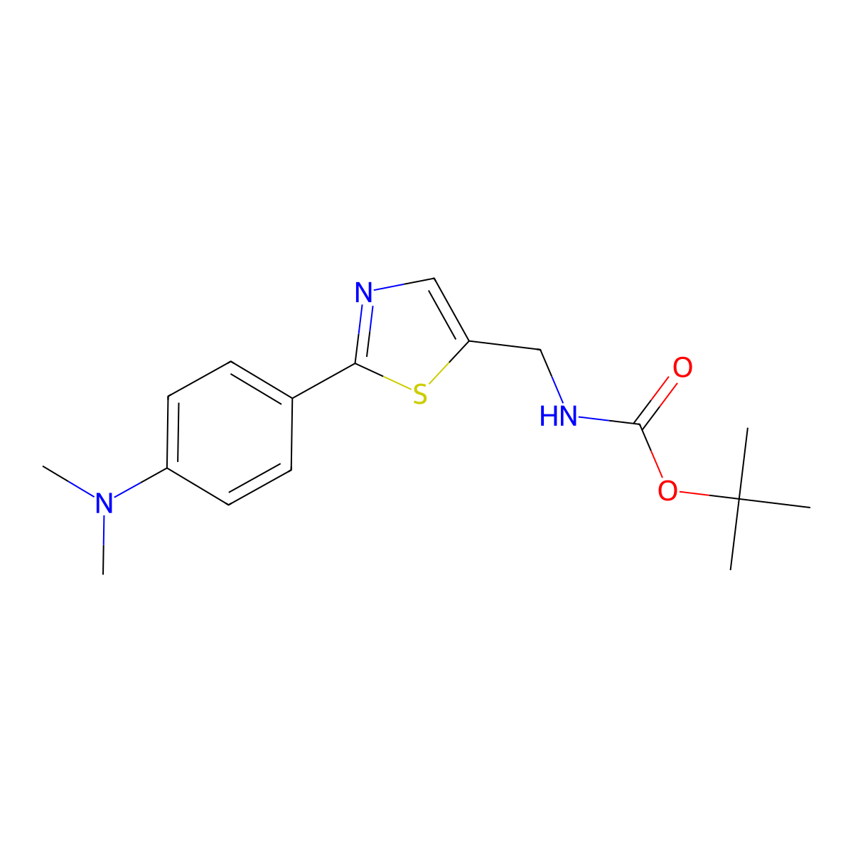 Tert-butyl ((2-(4-(dimethylamino)phenyl)thiazol-5-yl)methyl)carbamate molecular structure, CAS 2090074-62-5