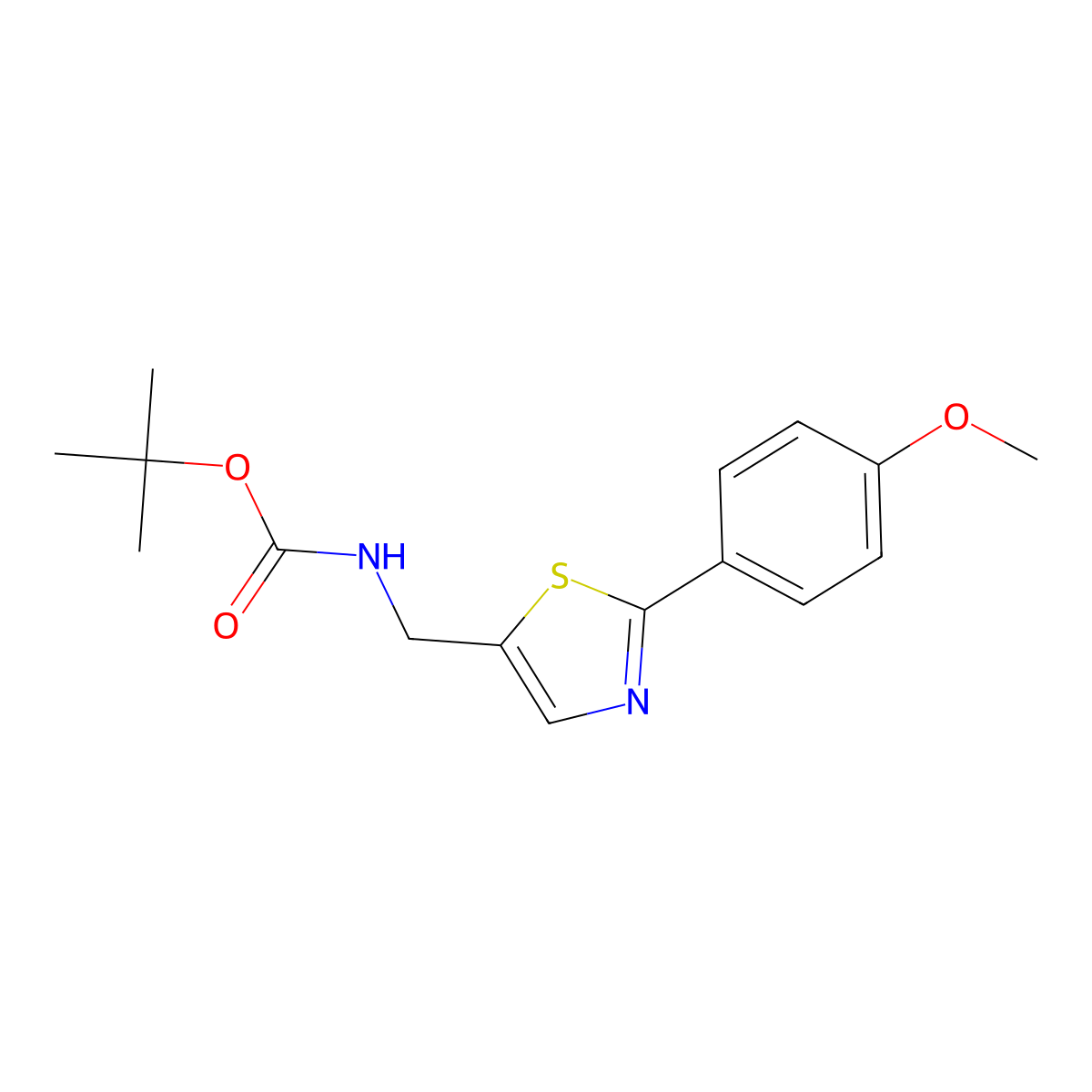 Tert-butyl ((2-(4-methoxyphenyl)thiazol-5-yl)methyl)carbamate molecular structure, CAS 2090074-92-1