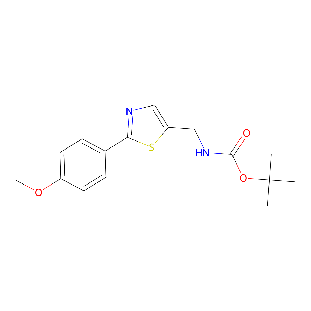 Tert-butyl ((2-(4-methoxyphenyl)thiazol-5-yl)methyl)carbamate molecular structure, CAS 2090074-92-1
