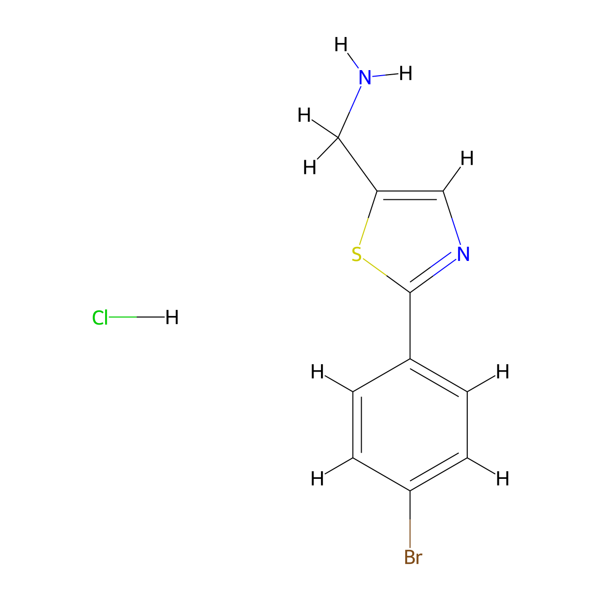 1-[2-(4-Bromophenyl)-1,3-thiazol-5-yl]methanamine hydrochloride molecular structure, CAS 2090076-42-7