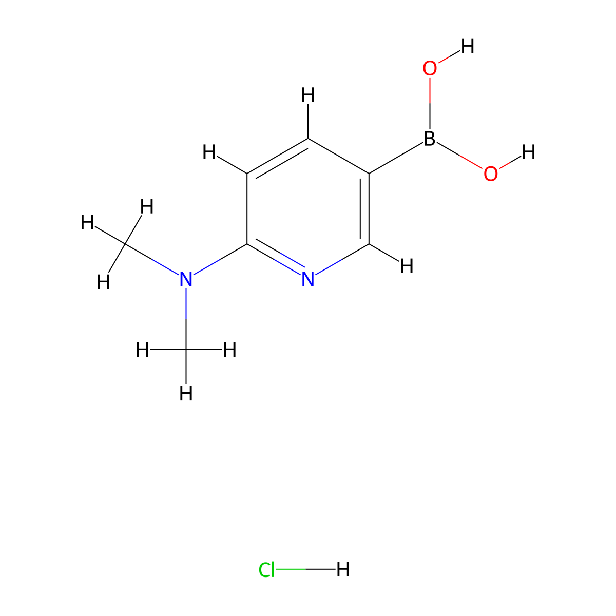 (6-(Dimethylamino)pyridin-3-yl)boronic acid hydrochloride molecular structure, CAS 2090076-44-9