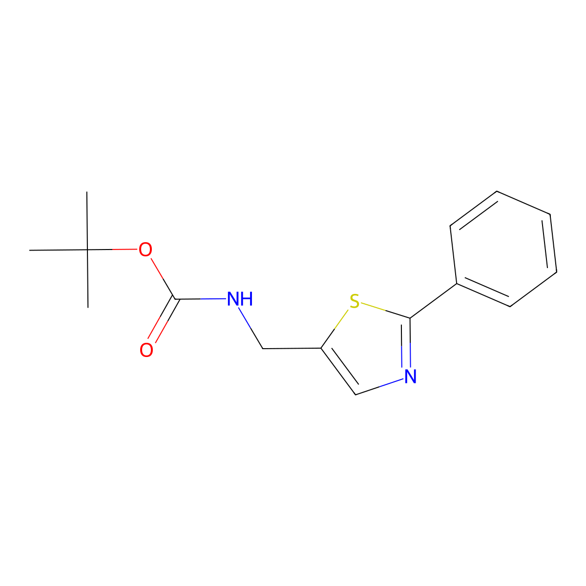 Tert-butyl ((2-phenylthiazol-5-yl)methyl)carbamate molecular structure, CAS 2090077-56-6