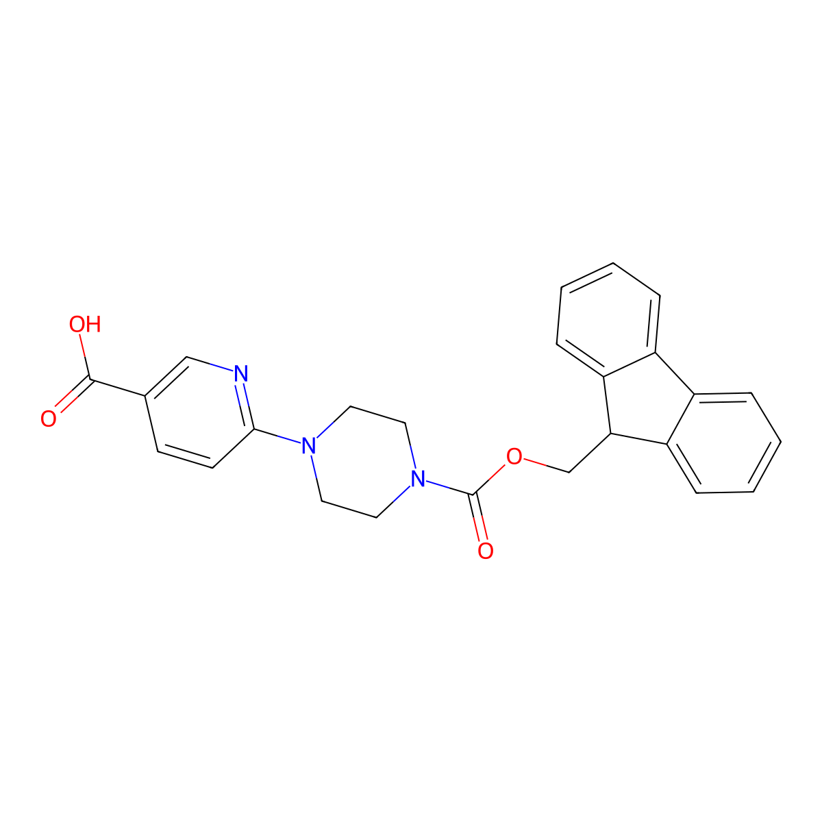 6-(4-{[(9H-fluoren-9-yl)methoxy]carbonyl}piperazin-1-yl)pyridine-3-carboxylic acid molecular structure, CAS 2090085-25-7
