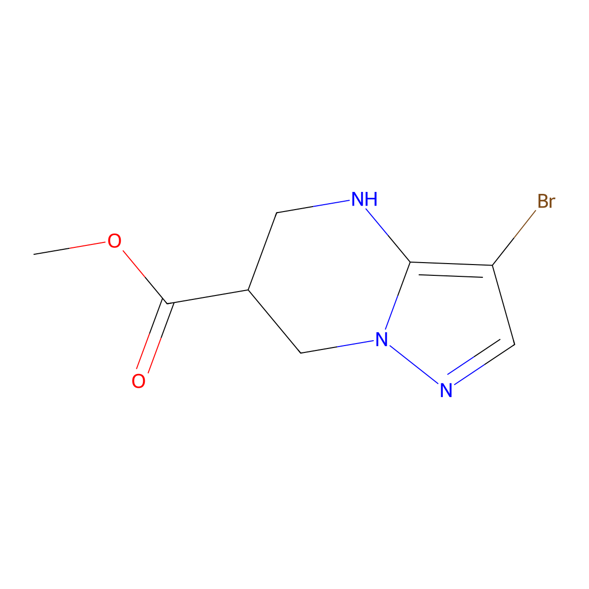 methyl 3-bromo-4H,5H,6H,7H-pyrazolo[1,5-a]pyrimidine-6-carboxylate molecular structure, CAS 2090085-29-1