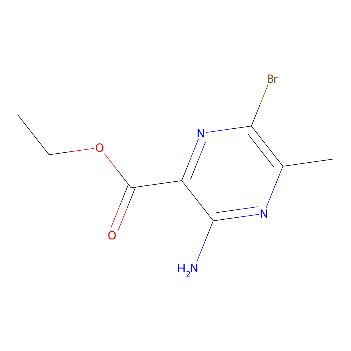 Ethyl 3-amino-6-bromo-5-methylpyrazine-2-carboxylate molecular structure, CAS 2090085-51-9