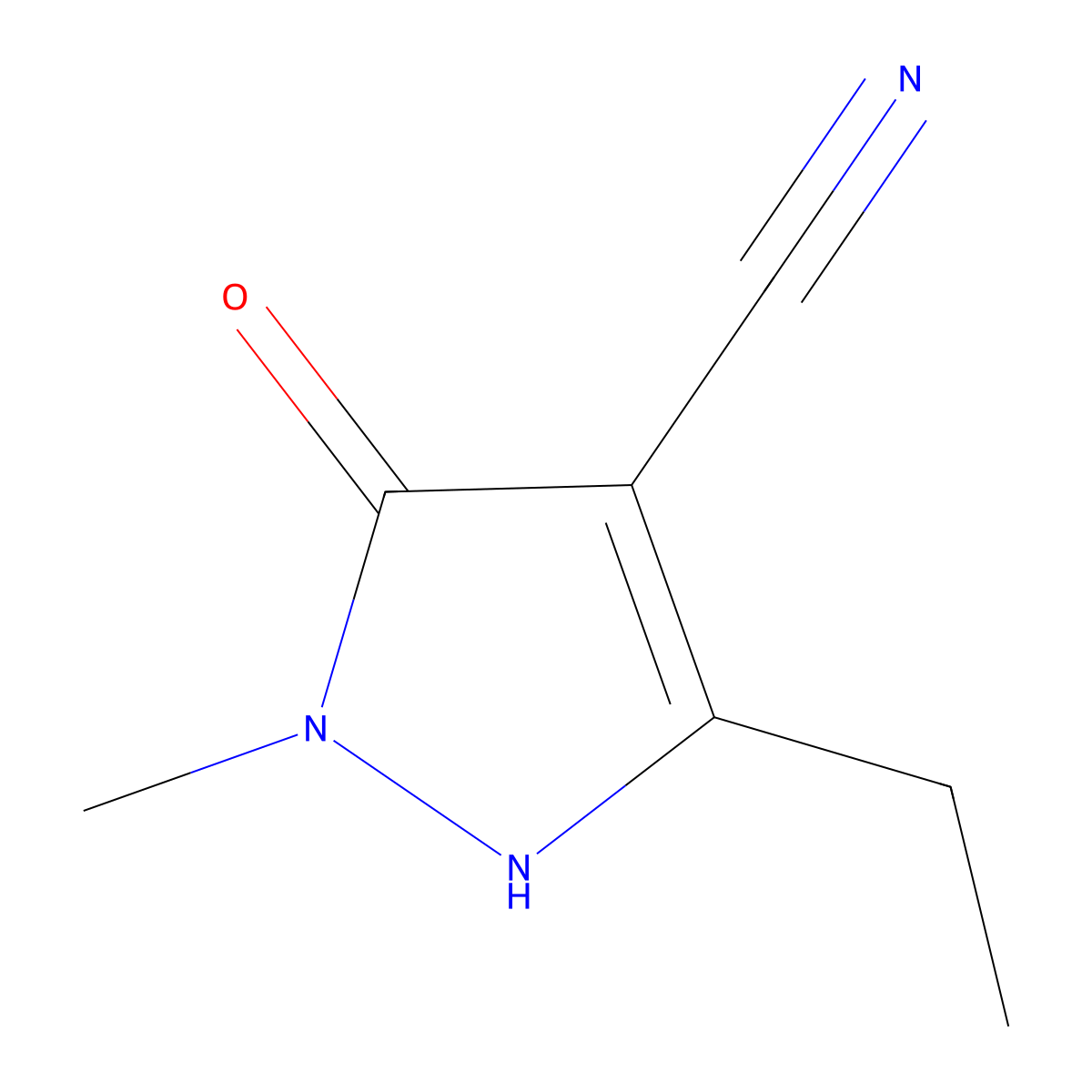 3-Ethyl-5-hydroxy-1-methyl-1H-pyrazole-4-carbonitrile molecular structure, CAS 2090091-80-6