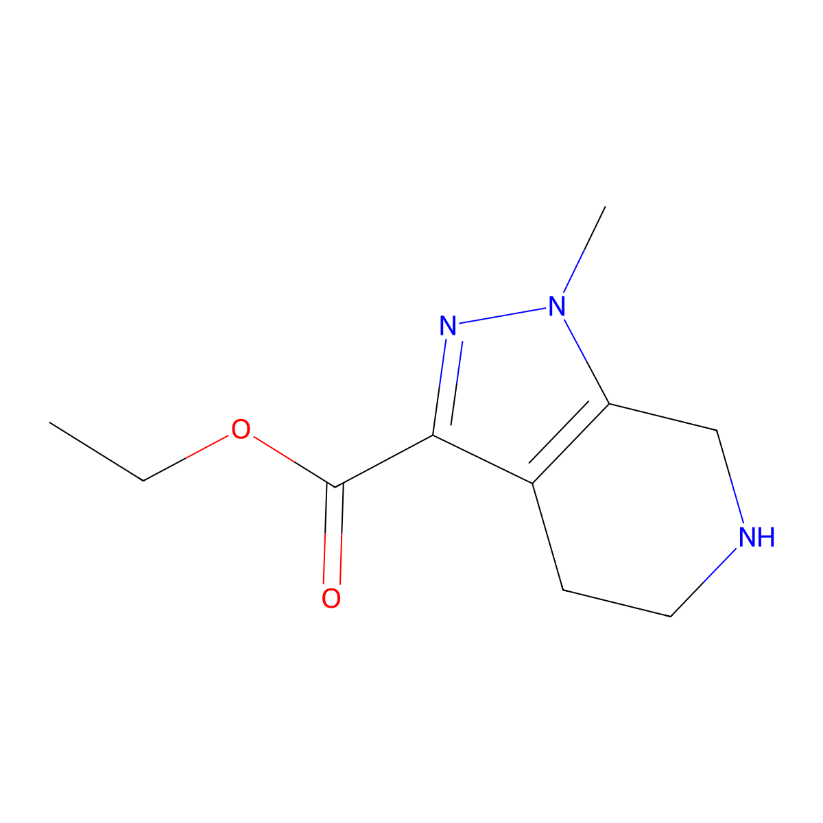 ethyl 1-methyl-1H,4H,5H,6H,7H-pyrazolo[3,4-c]pyridine-3-carboxylate molecular structure, CAS 2090113-47-4