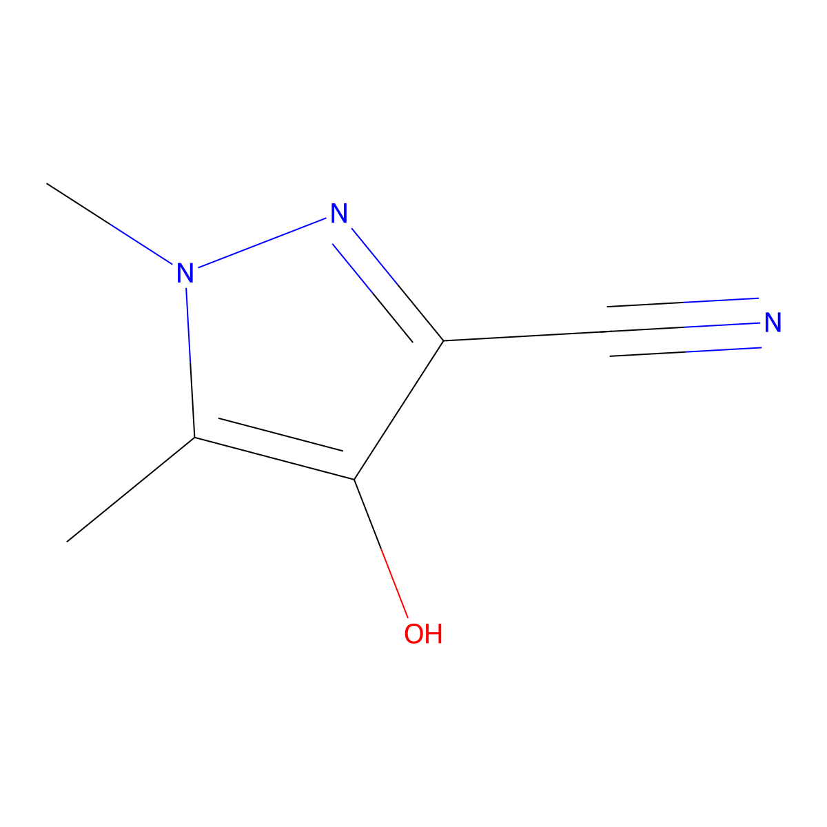 4-Hydroxy-1,5-dimethyl-1H-pyrazole-3-carbonitrile molecular structure, CAS 2090122-35-1