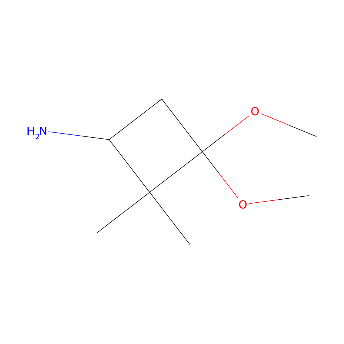 3,3-Dimethoxy-2,2-dimethylcyclobutan-1-amine molecular structure, CAS 2090126-43-3