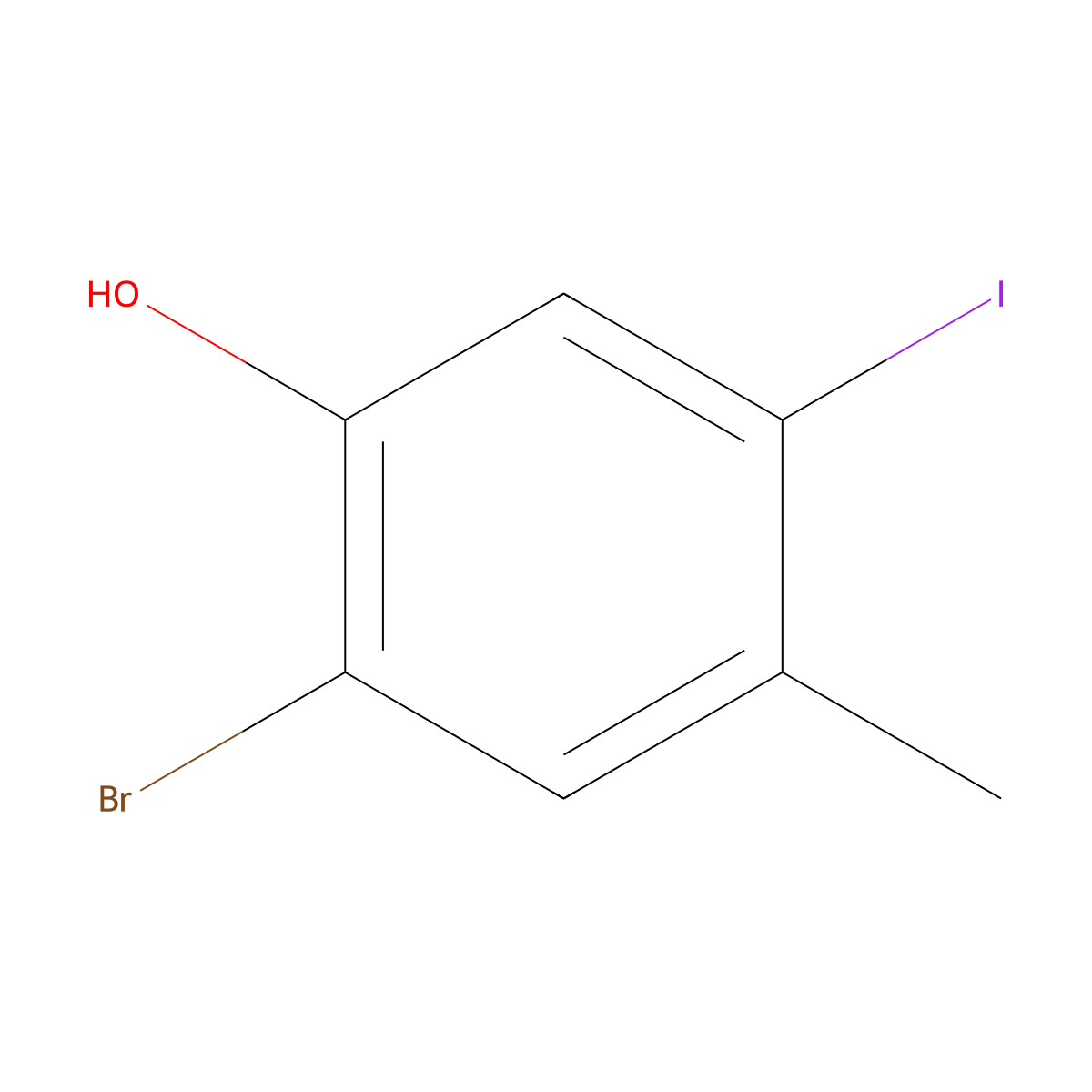 2-Bromo-5-iodo-4-methylphenol molecular structure, CAS 2090127-72-1