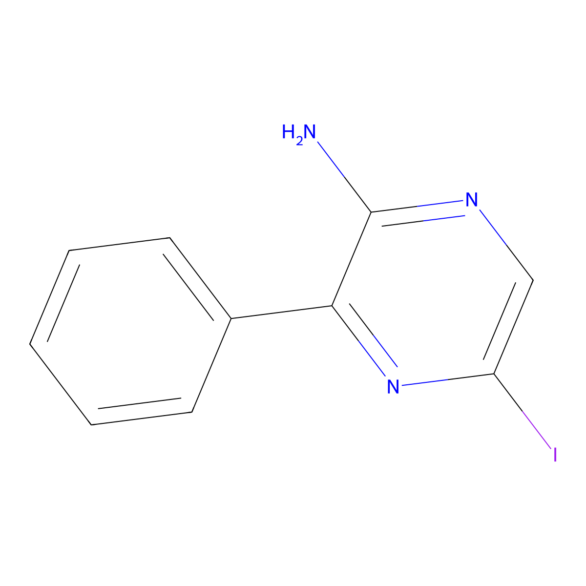 5-Iodo-3-phenylpyrazin-2-amine molecular structure, CAS 2090128-41-7