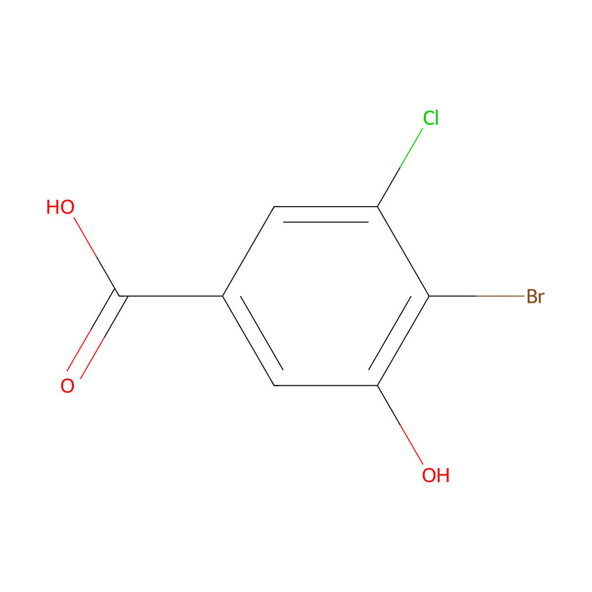 4-Bromo-3-chloro-5-hydroxybenzoic Acid molecular structure, CAS 2090128-99-5
