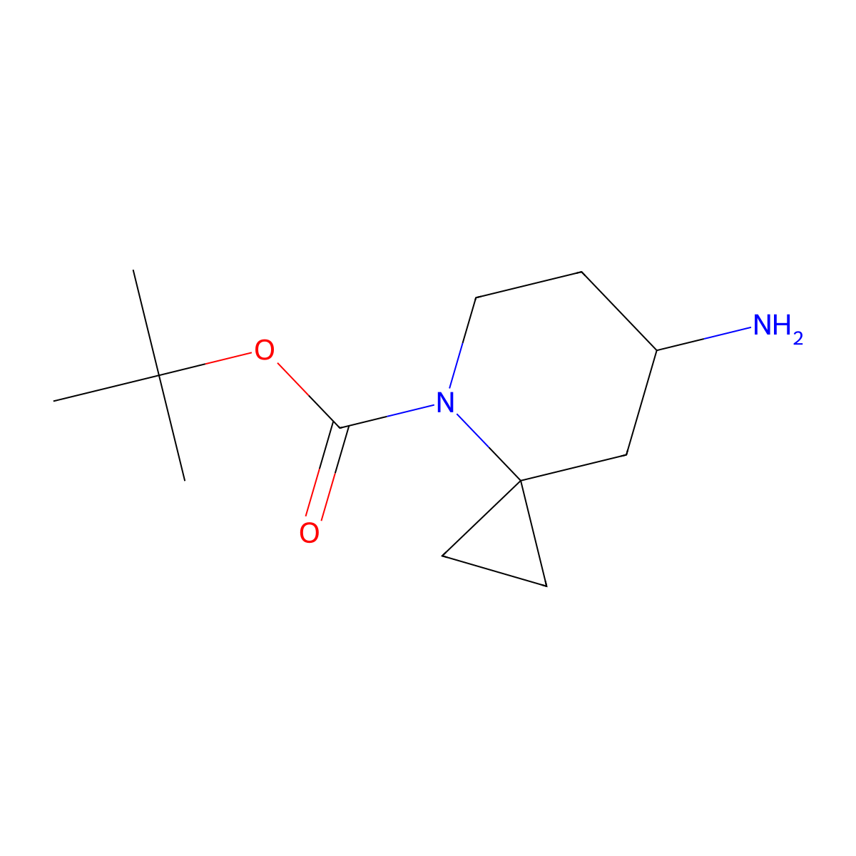 Tert-butyl 7-amino-4-azaspiro(2.5)octane-4-carboxylate molecular structure, CAS 2090136-41-5