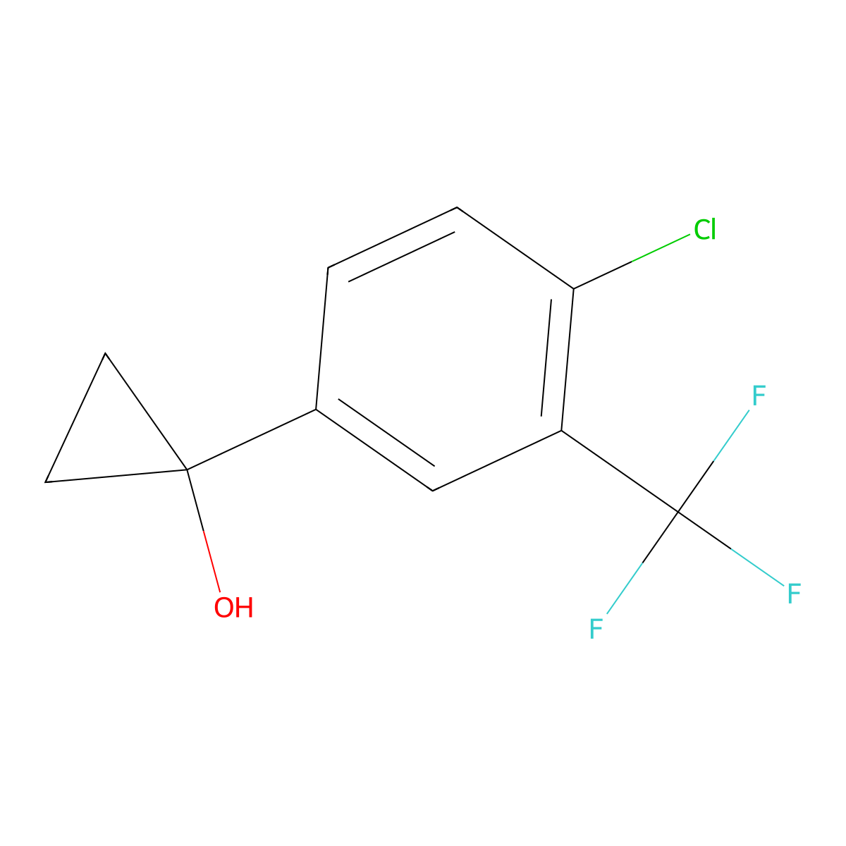 1-[4-Chloro-3-(trifluoromethyl)phenyl]cyclopropan-1-ol molecular structure, CAS 2090137-18-9
