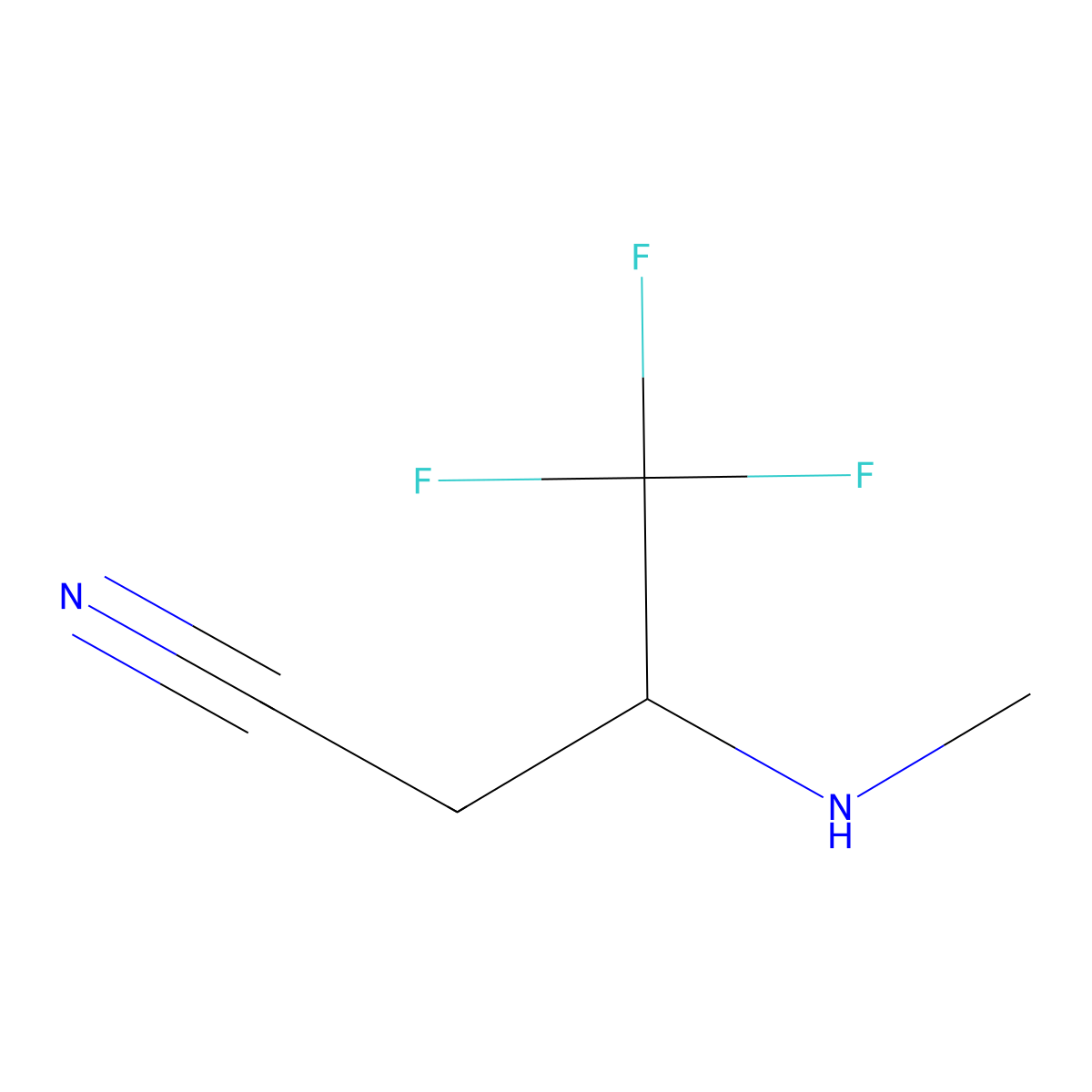 4,4,4-Trifluoro-3-(methylamino)butanenitrile molecular structure, CAS 2090138-50-2