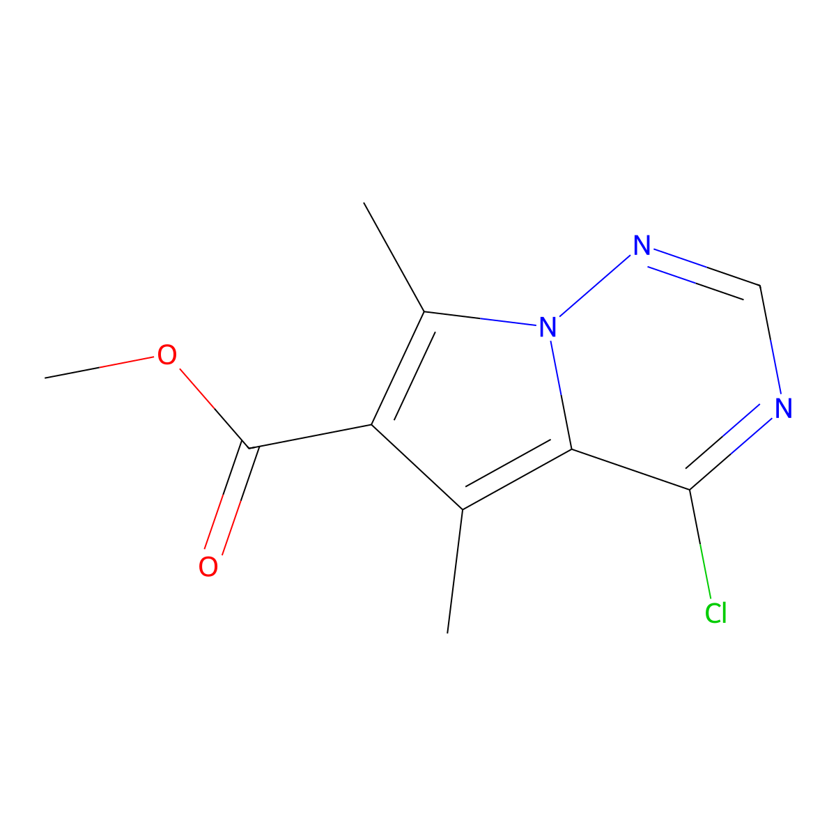 Methyl 4-chloro-5,7-dimethylpyrrolo[2,1-f][1,2,4]triazine-6-carboxylate molecular structure, CAS 2090139-01-6