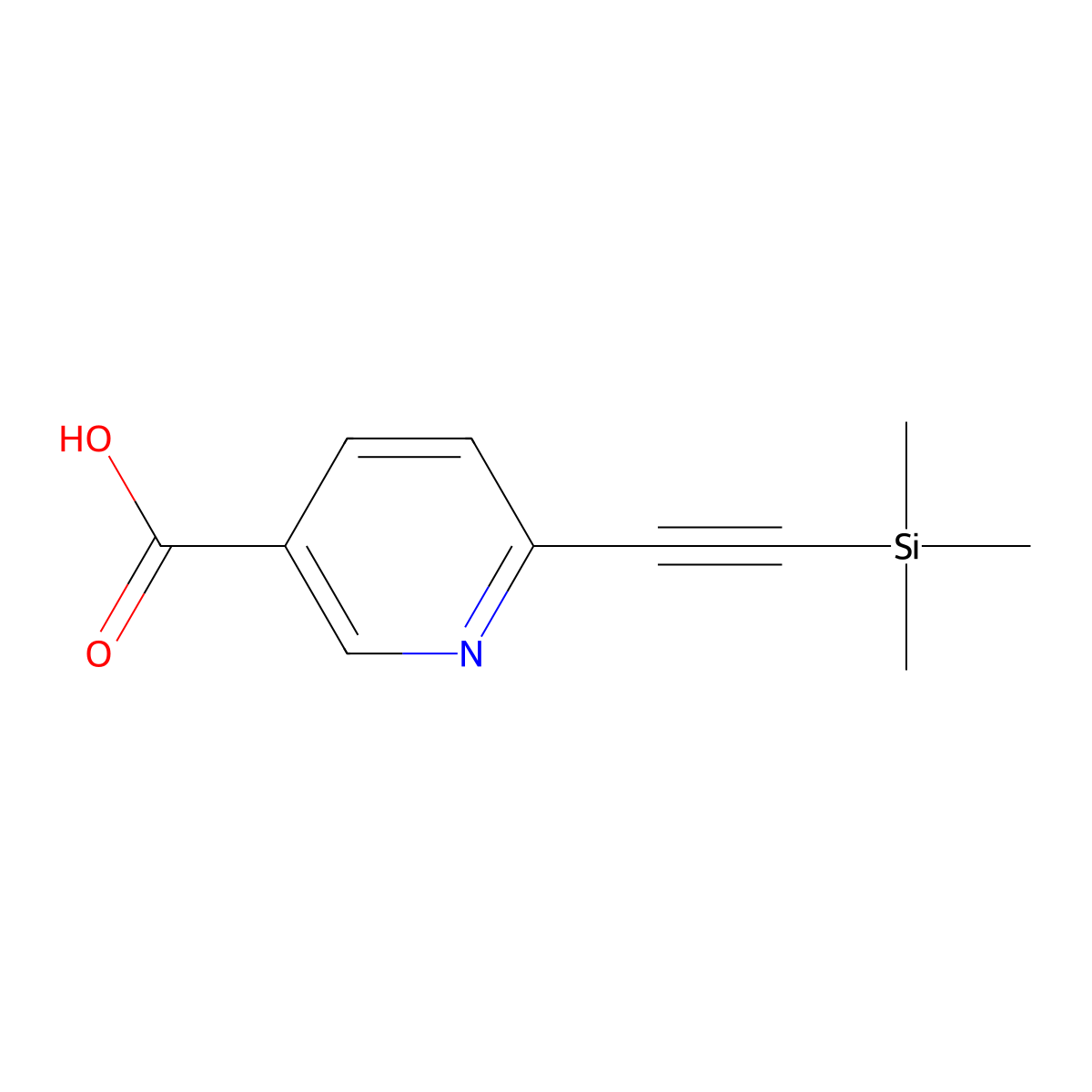 6-((Trimethylsilyl)ethynyl)nicotinic acid molecular structure, CAS 2090142-30-4