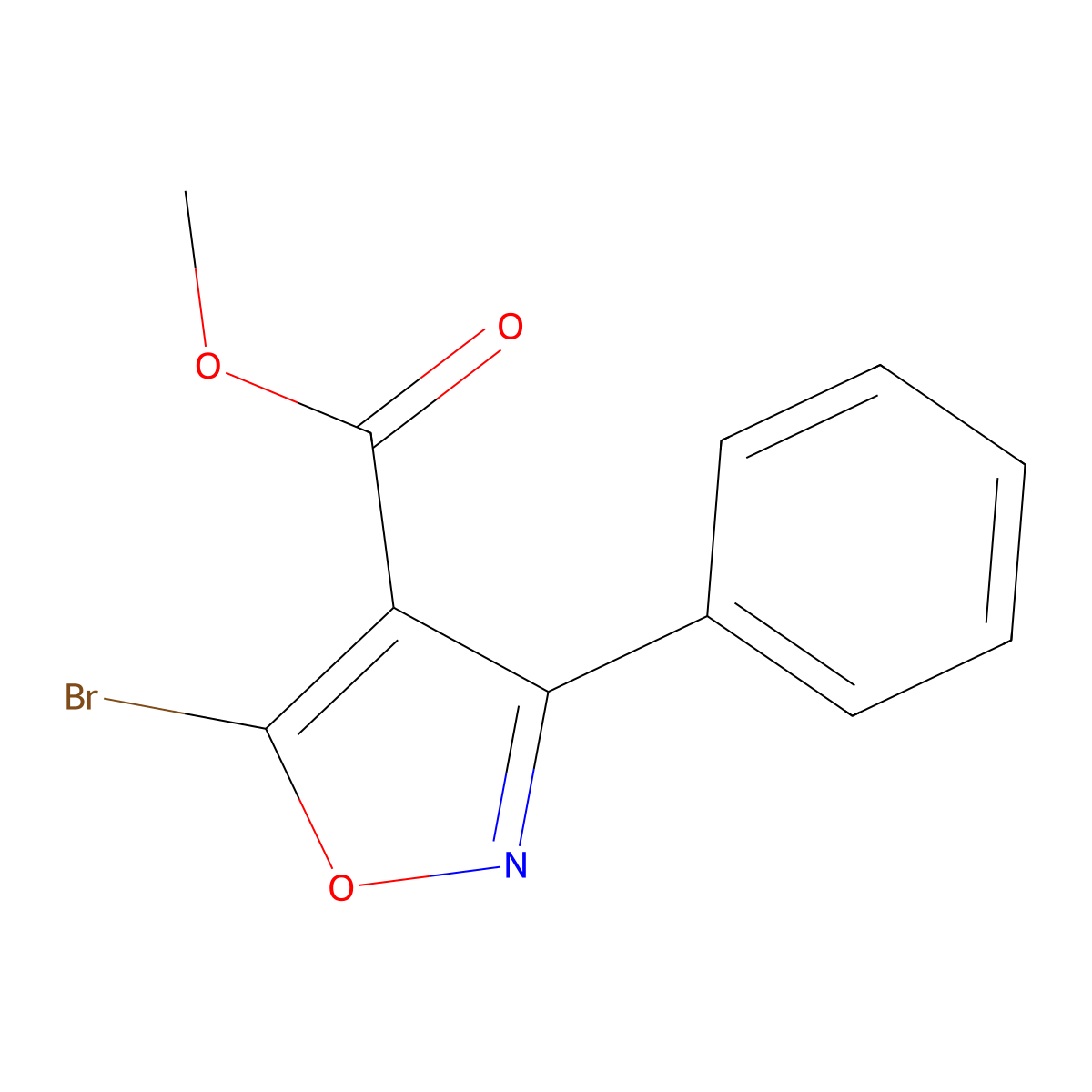 Methyl 5-bromo-3-phenyl-1,2-oxazole-4-carboxylate molecular structure, CAS 2090144-38-8