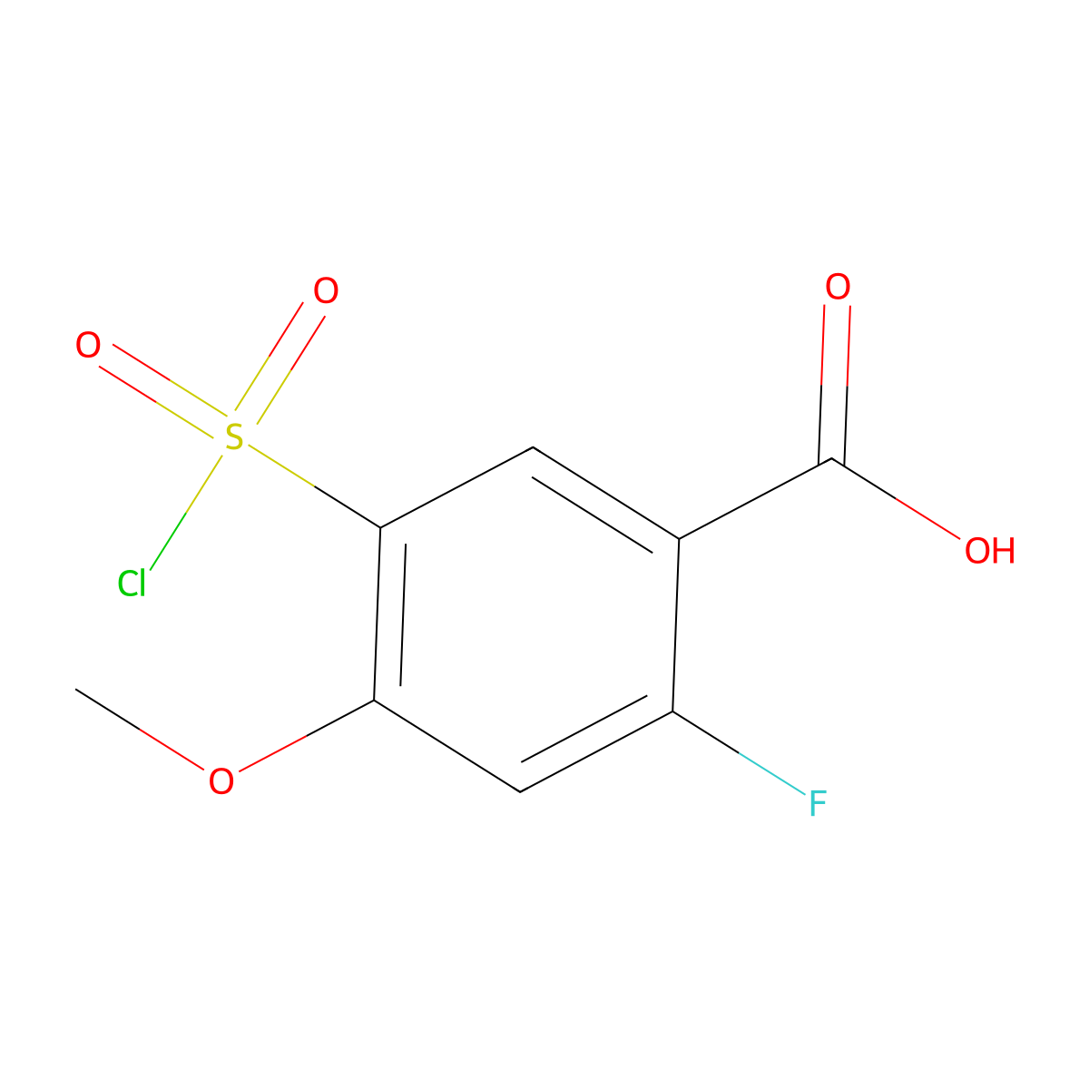 5-(Chlorosulfonyl)-2-fluoro-4-methoxybenzoic acid molecular structure, CAS 2090149-26-9