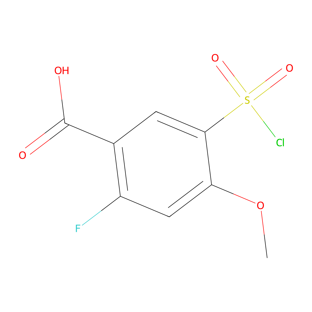 5-(Chlorosulfonyl)-2-fluoro-4-methoxybenzoic acid molecular structure, CAS 2090149-26-9